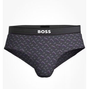 NWT Hugo Boss Mens Cotton Stretch Hip Briefs Underwear Black Purple‎ Geo Size XL
